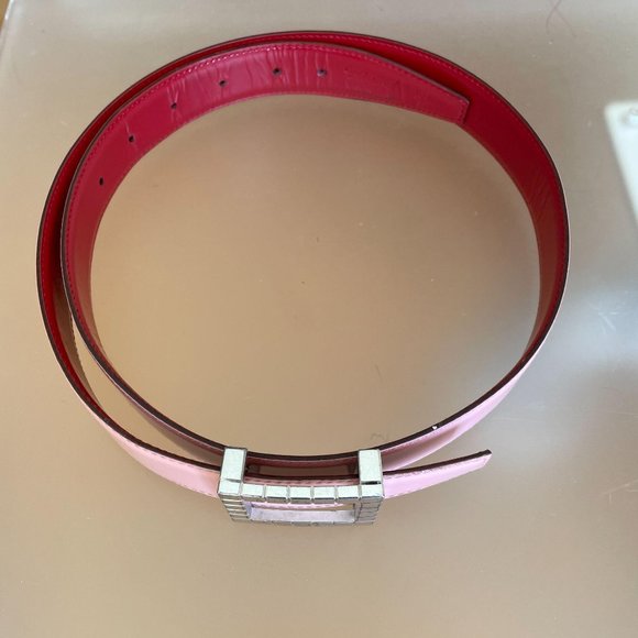 CHOPARD  LEATHER SILVER TONE SQUARE BUCKLE BELT main image 8